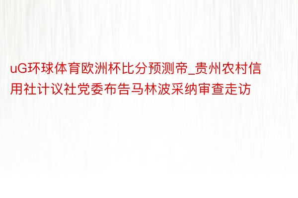 uG环球体育欧洲杯比分预测帝_贵州农村信用社计议社党委布告马林波采纳审查走访