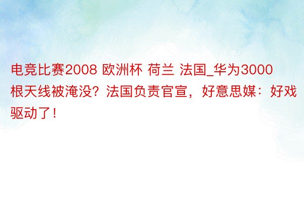 电竞比赛2008 欧洲杯 荷兰 法国_华为3000根天线被淹没？法国负责官宣，好意思媒：好戏驱动了！