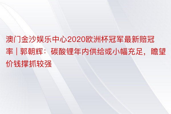 澳门金沙娱乐中心2020欧洲杯冠军最新赔冠率 | 郭朝辉：碳酸锂年内供给或小幅充足，瞻望价钱撑抓较强