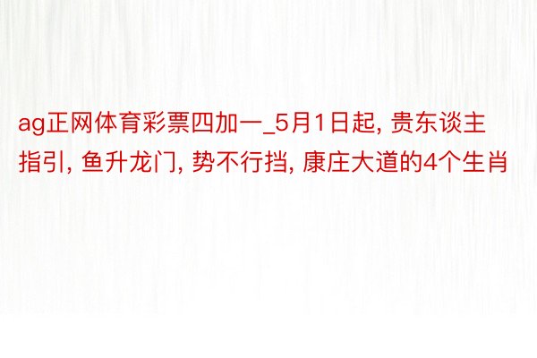 ag正网体育彩票四加一_5月1日起, 贵东谈主指引, 鱼升龙门, 势不行挡, 康庄大道的4个生肖