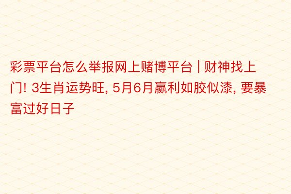 彩票平台怎么举报网上赌博平台 | 财神找上门! 3生肖运势旺, 5月6月赢利如胶似漆, 要暴富过好日子