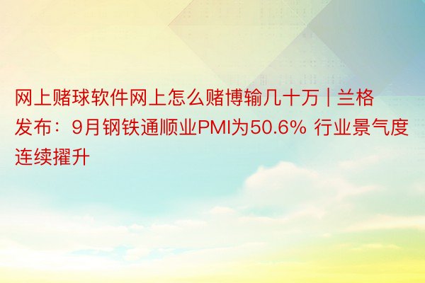 网上赌球软件网上怎么赌博输几十万 | 兰格发布：9月钢铁通顺业PMI为50.6% 行业景气度连续擢升