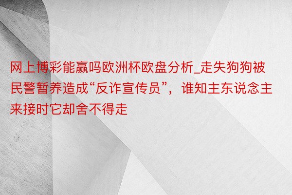 网上博彩能赢吗欧洲杯欧盘分析_走失狗狗被民警暂养造成“反诈宣传员”，谁知主东说念主来接时它却舍不得走